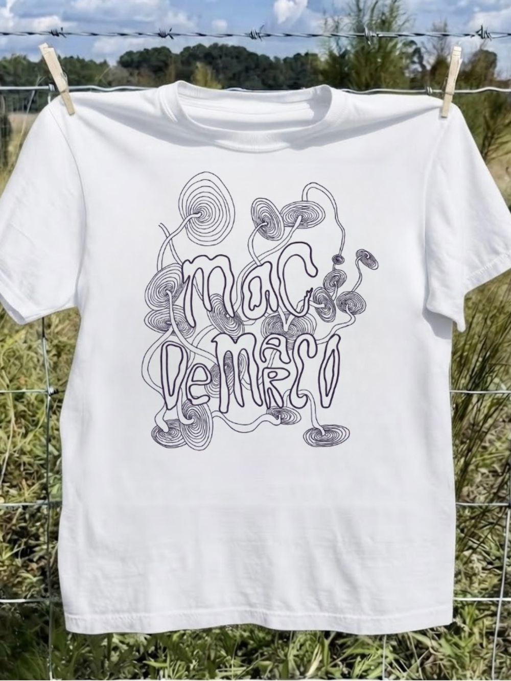 Mac DeMarco Portrait & Psychedelic Doodles Indie Rock Vibe  Graphic T-Shirt